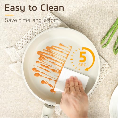 17PCS Pots and Pans Set Nonstick Cookware Set with Detachable Handle (Cream White / 17PCS-Standard)