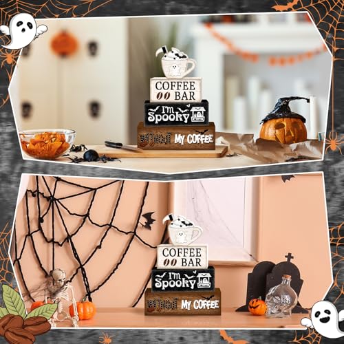 Ghost Halloween Tiered Tray Decor Set (Ghost Coffee Cup)