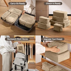 TripCozy Compression Packing Cubes (Khaki / Set of 6)