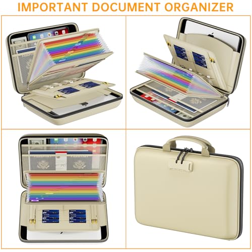 Fireproof File Organizer with Lock (15.5" x 11.5" x 3"(colorful) / Beige)