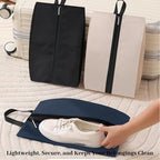 Shoe Bags for Travel (Navy Blue-lan / 16.5 × 9.8 Inches | 2-Pack)