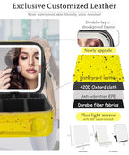 Travel Makeup Bag Cosmetic Bag with Lighted Mirror (Yellow / Medium)