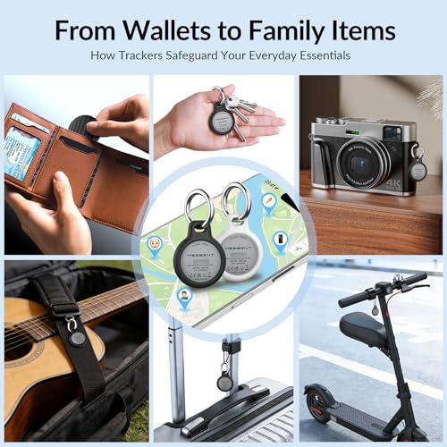Tracker Tag 2 Pack [Apple MFi Certified] Bluetooth Trackers Works with Apple Find My (Black & White - 2 Pack)
