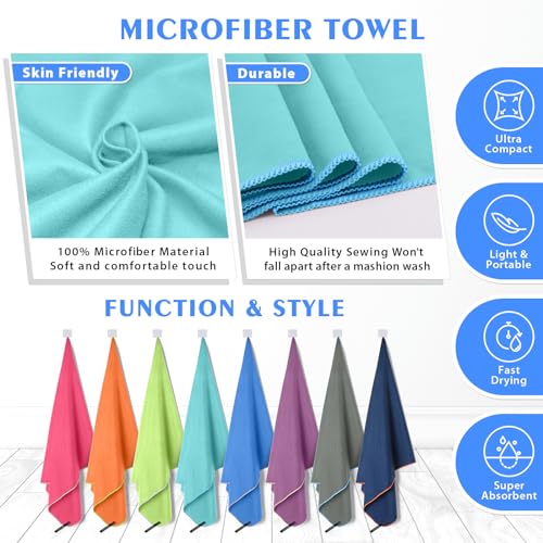 2 Pack Microfiber Travel Towel (Mint / M: 40" x 20"+24" x 12")