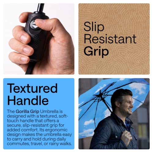 Compact Travel Size Umbrella for Rain (Sky Blue Clouds)