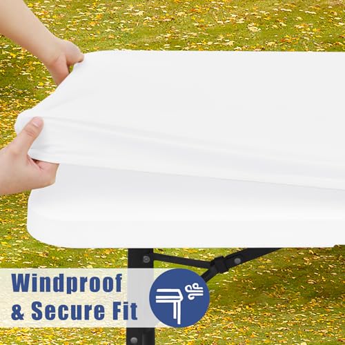 2 Pack Rectangle Spandex Fitted Table Cloth (White / 72" x 36" (Rectangular))