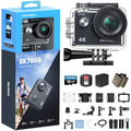 EK7000 4K30FPS 20MP WiFi Action Camera with 64GB MicroSD Memory Card Bundle EIS Ultra HD 131FT Waterproof Underwater Camera Remote Control 4X Zoom Support External Microphone Black (Deep Black)