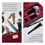 Quilted Makeup Bag with Brush Case (Burgundy)