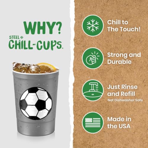 16 oz. Reusable Party Cups (Soccer Gray / 12 Count)