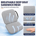 3 in 1 Foldable Gel Seat Cushion Featured with Memory Foam Breathable Seat Cushion for Pressure Relief (Gray - Mesh)