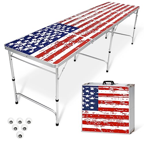 8 Foot Portable Beer Pong (8-Feet / American Flag)