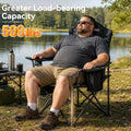 Heavy Duty Camping Chairs for Adults with Cup Holder & Cooler Bag (Black Camo | 500lbs)
