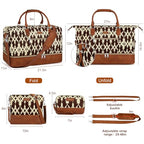 Weekender Bag for Women 21.5" Travel Duffel Large Carry On Bag 3PCS (Large / 8b-Brown)