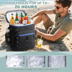 Large 52 Can Insulated Waterproof Leakproof Cooler Backpack (Black, Blue Zipper)