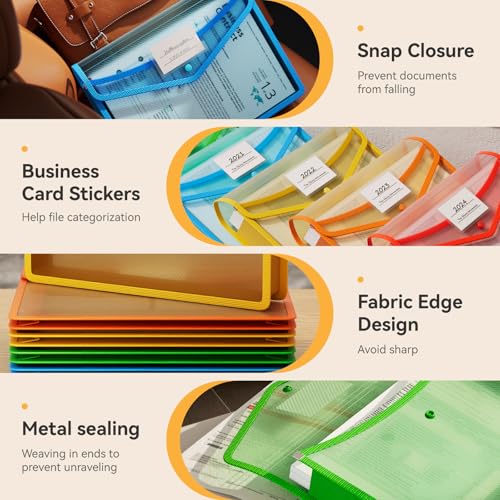 12 Pack Plastic Expanding File Folder (12 Pack Rainbow)