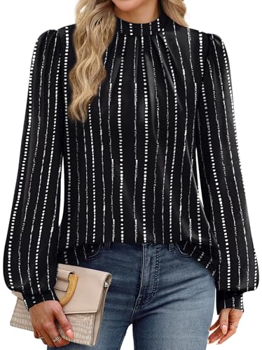 Business Casual Outfits for Women Tops for Teachers Trendy Fall Outfits Long Sleeve Shirts for Women Blouses Work Office Fall Clothes Fashion Clothing 2026 Black Striped L (02 - Black Striped / Large)