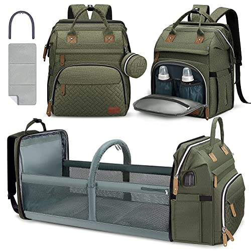 Baby Diaper Bag Backpack with Changing Station Large Capacity Baby Bag for Boys & Girls (Forest)