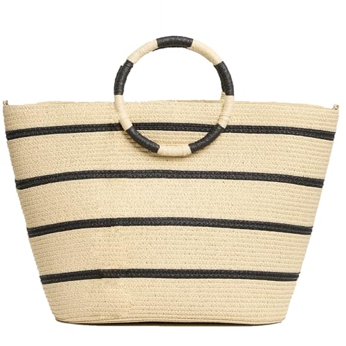 Beach Bags for Women Straw Tote Bag Summer Beach Bag Large Woven Straw Tote for Vacation Holiday (White)