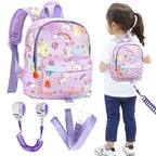Toddler Harness Backpack Leash (Purple Colorful/Unicorn, Purple Link)