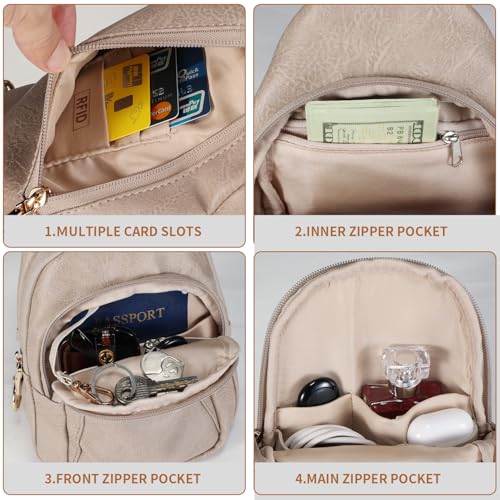 Crossbody Bags for Women Anti Theft Vegan Leather Sling Bag RFID Blocking Chest Bag for Travel (Grey-02)