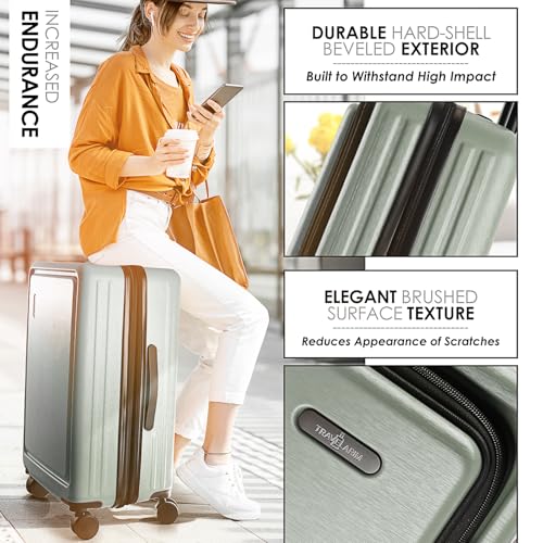 Hard Shell Luggage Sets with Spinner Wheels 4 Piece (4 Piece Set (20/24/28) / Sage Green)