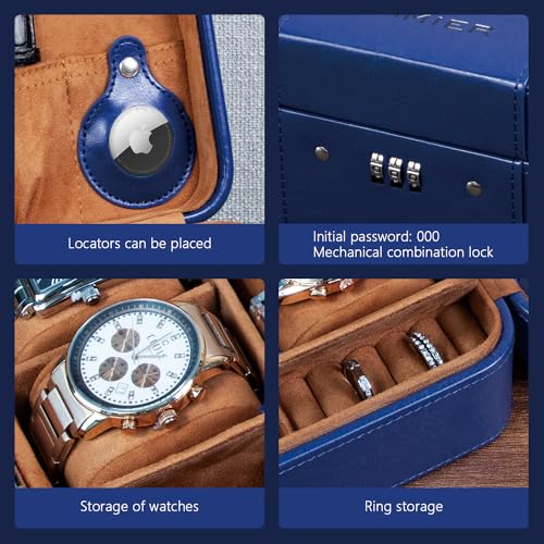 Watch Travel Case with Combination Lock (Blue)