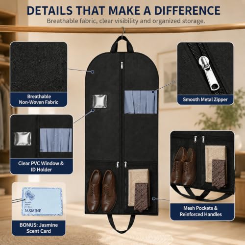 43 Inch Gusseted Garment Bag for Closet Storage and Workwear Organization (Garmentbag 43INCH 1 pack)