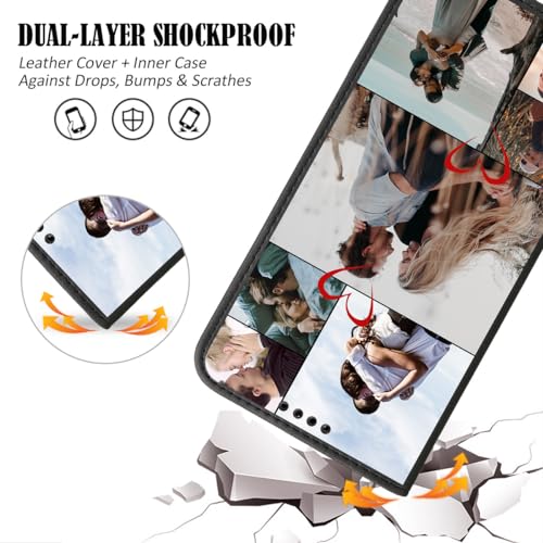 Custom Flip Wallet Phone Case for iPhone 17 Air 16 15 14 Pro Max 13 12 Mini 11 Plus X XS Max XR 8 7 SE 2022 2020 (Black-I)