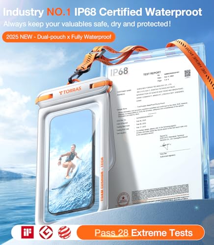 IP68 Waterproof Phone Pouch Floating with Double Space 7.0" (White)