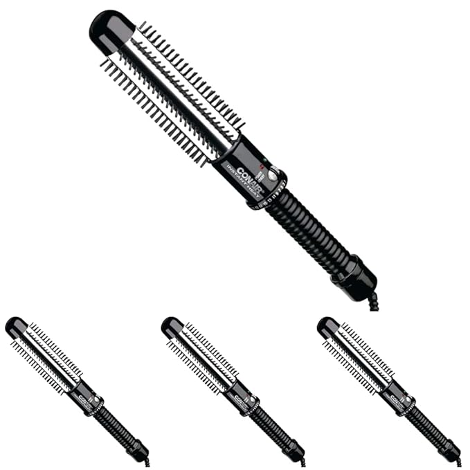 Conair Instant Heat Curling Iron Brush,1 1/4-Inch Barrel Curling Brush for Short Hair,30-Second Heat-Up with 25 Heat Settings for All Hair Types,Black,(Pack of 4)