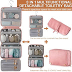 Hanging Travel Toiletry Bag for Women (Cherry Blossom Pink / 1 Pack)