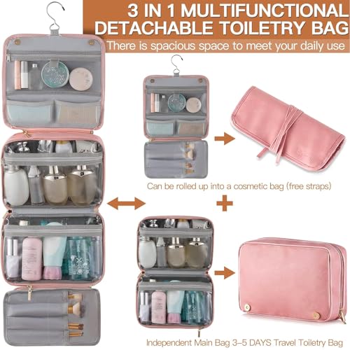 Hanging Travel Toiletry Bag for Women (Cherry Blossom Pink / 1 Pack)