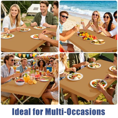 2 Pack Rectangle Spandex Fitted Table Cloth (Camel / 96" x 30" (Rectangular))