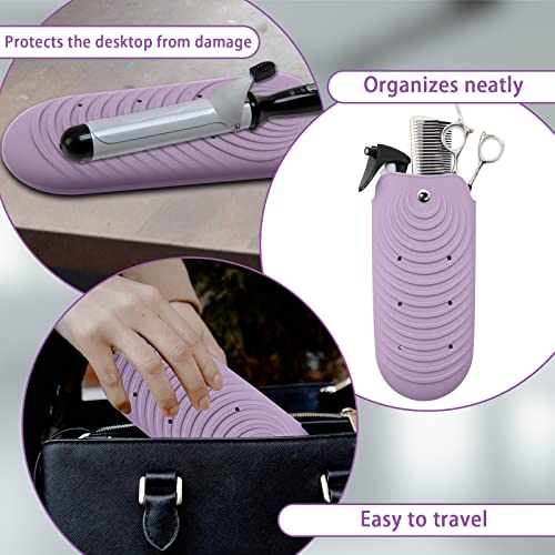 Heat Insulating Silicone Mat Pouch for Hair Styling Tools (Purple)
