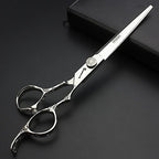 6/7-Inch Professional Hair Scissors Haircut Rose Pattern Hair Scissors Styling Tools Japanese Stainless Steel Scissor Set (7-in cutting scissors) (7-inch Cutting Scissors)