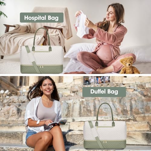Travel Weekender Duffle Bags for Women (52-Beige Green / Large)