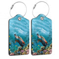 Set of 2 Luggage Tags for Suitcases (Turtle Fish and Coral)