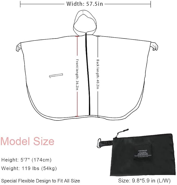 Rain Poncho Jacket Coat Hooded Zipper Style - Image 4