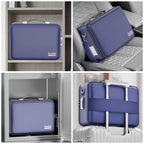 Fireproof Document Box Hard Case with Lock ＆ Accordion File Folder (15.2" x 11.2" x 5.3"(colorful) / Blue)