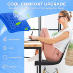 Gel Seat Cushion for Long Sitting (Black & Blue / 17.5×16.5×2.2 Inch)