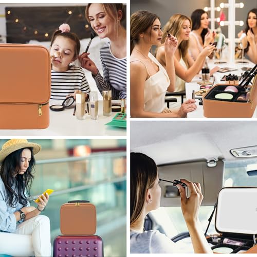 Makeup Case Lighted Mirror (Brown / Integrated)