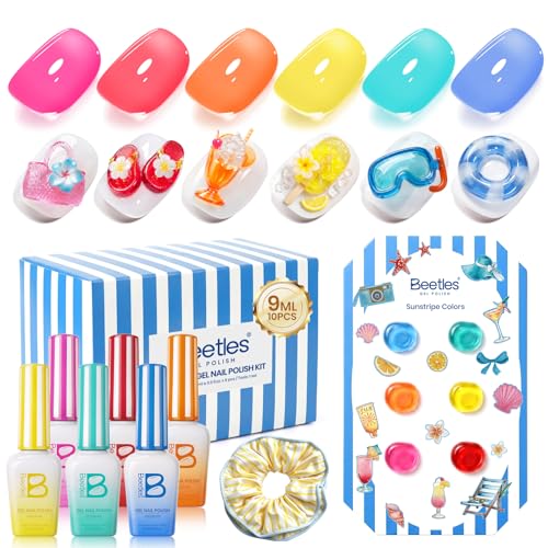 Beetles Neon Gel Nail Polish Set (A - Yellow Blue Pink | Sunstripe)
