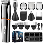 6-in-1 Men's Grooming Kit, Cordless Beard Trimmer, Hair, Nose & Ear (Silver)