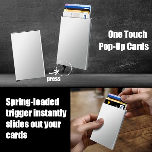 Slim Minimalist Wallet RFID Credit Card Holder for Men (small / Metallic Silver)