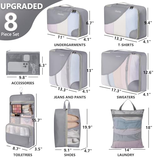 Packing Cubes for Travel (04 Gray)