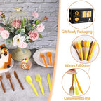 360 Pcs Fall Thanksgiving Plastic Cutlery Set (Orange, Yellow, Brown)