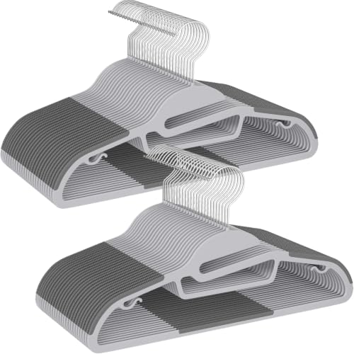 Plastic Hangers 100 Pack with Non (Gray / 100 pack)