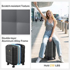 24 Inch Checked Luggage Hardside Suitcase Top Opening (24 Inch / Charcoal Grey)