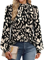 Womens Fall Fashion 2026 Long Sleeve Shirts Tops for Teachers School Outfits for Teachers Early Fall Clothes Fashion Winter Clothing for Women Trendy Ladies Blouses Black Beige Leopard M (03 - Black Beige Leopard / Medium)