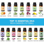 550ml Oil Diffuser with 15x10ml Aromatherapy Grade Essential Oils (Deep Colour-15)